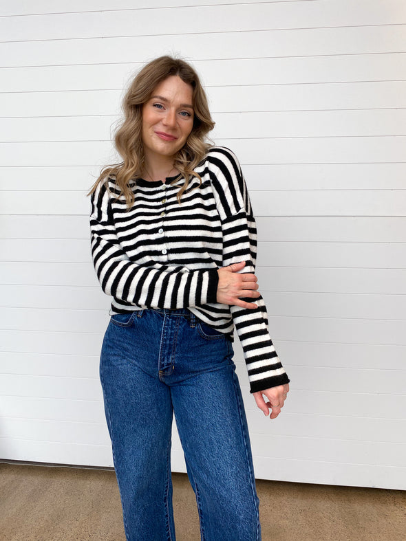 The Penelope Striped Button Up Cardigan