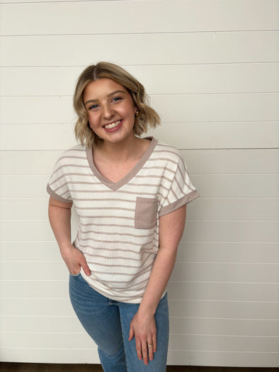 The Maggie Striped V-Neck Tee