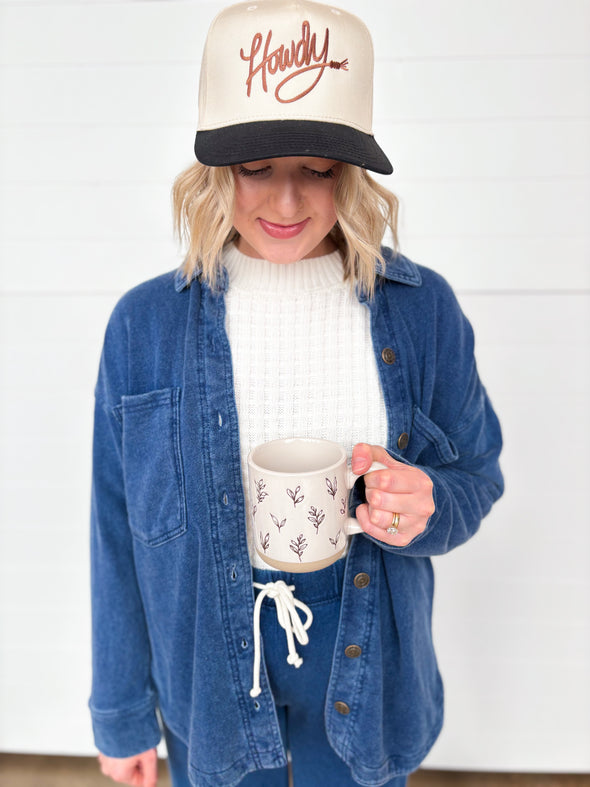 The Clea Brown Leaves Stoneware Mug