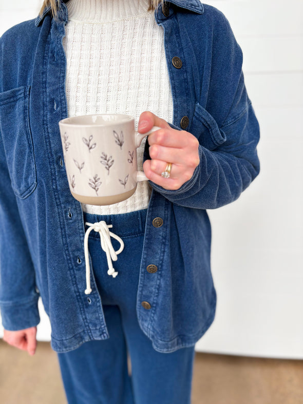 The Clea Brown Leaves Stoneware Mug