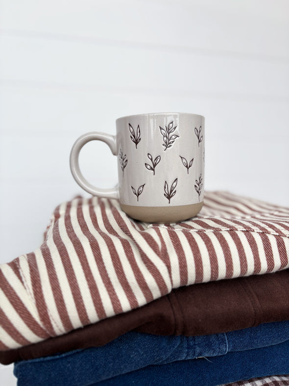 The Clea Brown Leaves Stoneware Mug