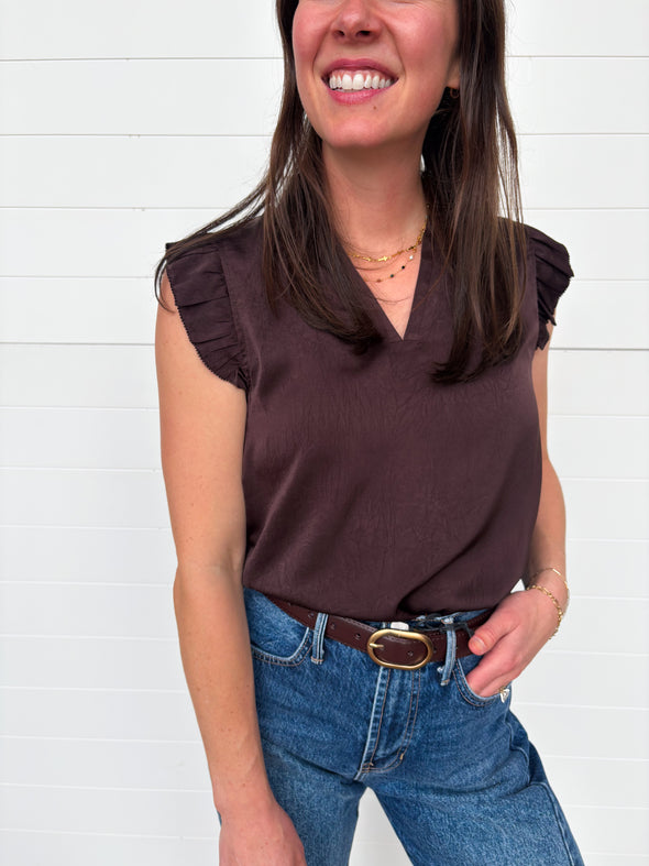 The Imogen Satin Ruffle Blouse