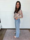 The Haylee Floral Mesh Tie Front Blouse