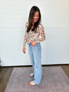 The Haylee Floral Mesh Tie Front Blouse