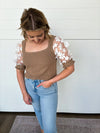 The Lorraine Floral Puff Sleeve Sweater Top