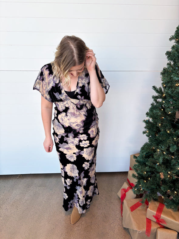 The Ember Flora Velvet Maxi Dress