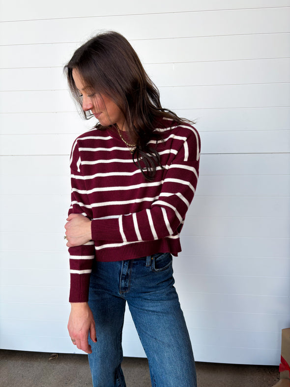 The Arden Striped Cropped Sweater