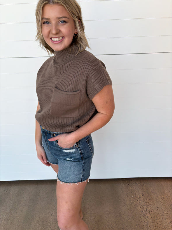 The Gigi Funnel Neck Short Sleeve Sweater