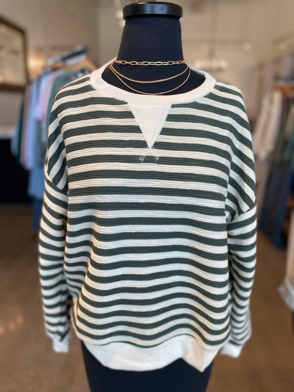 contrast ribbed relaxed knit top stripe