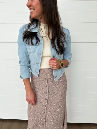 The Brittney Frayed Hem Denim Jacket