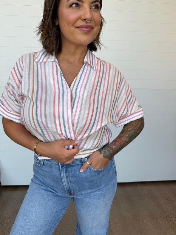 The Montana Twist Front Striped Blouse