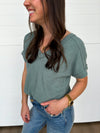 The McKenna Raw Edge V-Neck Top