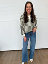 contrast ribbed relaxed knit top stripe