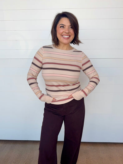 thread and supply stacy top long sleeve crewneck ribbed fitted autumn stripe