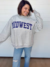 midwest mock neck gray sweatshirt oversized raw edge details