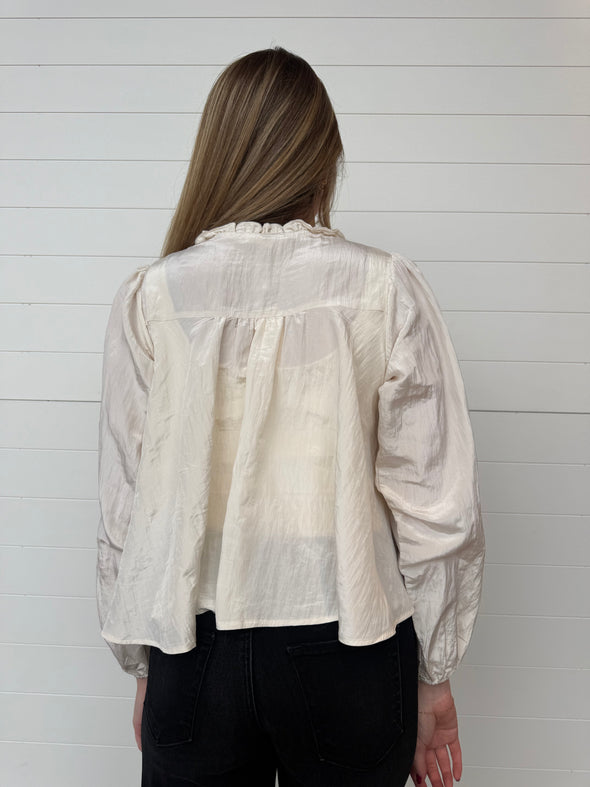 The Chandelle Button Down Lace Detail Blouse
