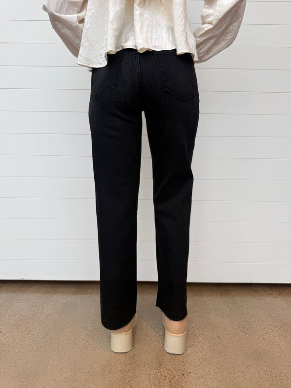 The Aubrielle High Rise Slim Palazzo Scissor Cut Hem Jeans