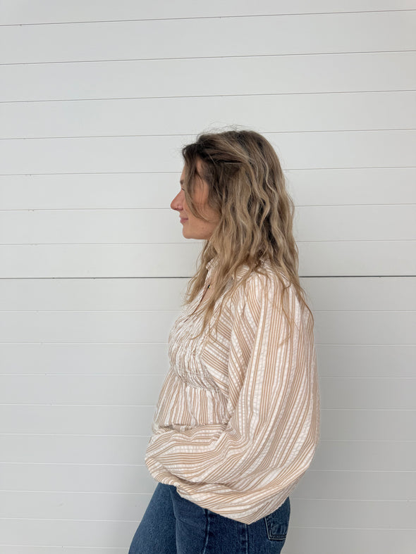 The Ellery Smocked Long Sleeve Blouse