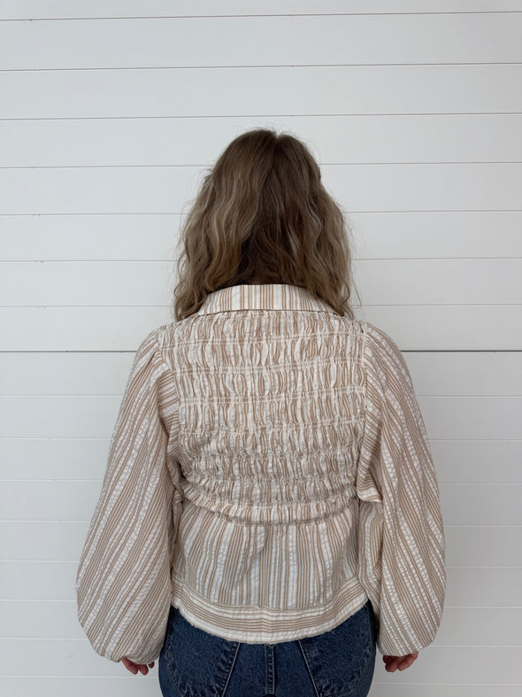 The Ellery Smocked Long Sleeve Blouse