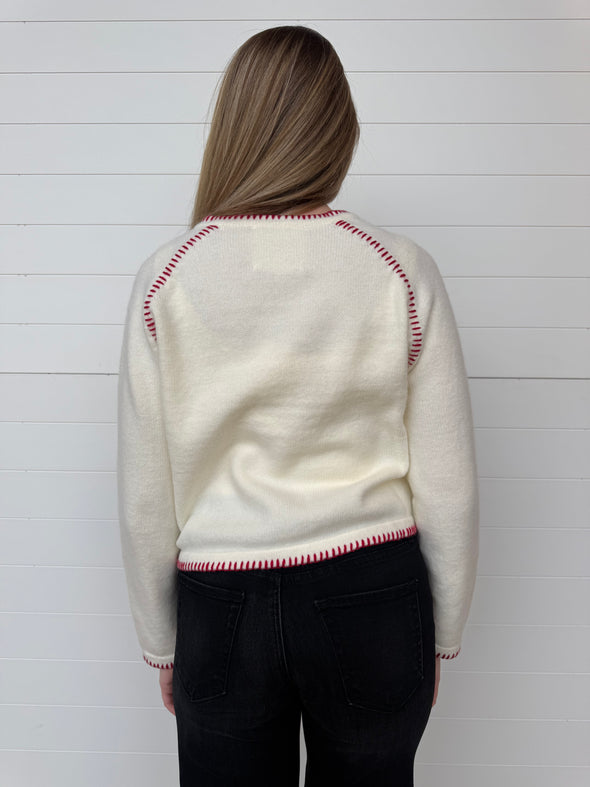 The Amelia Blanket Stitch Button Up Sweater