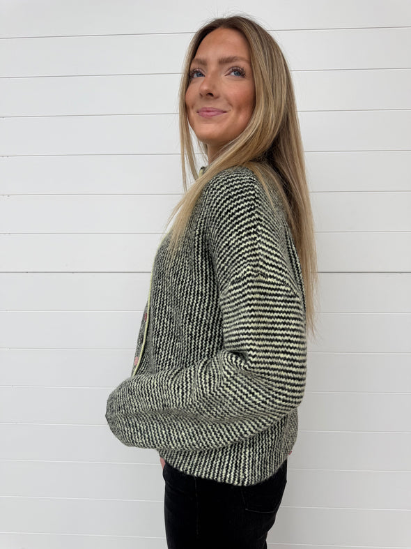 The Iris Striped Colorful Button Sweater