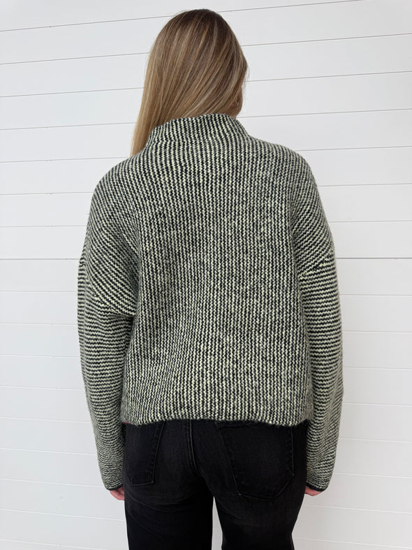 The Iris Striped Colorful Button Sweater