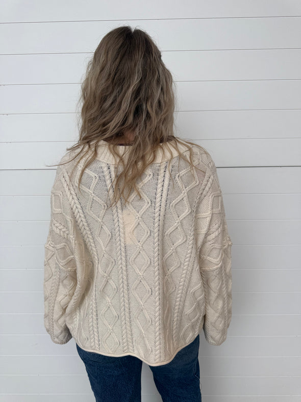 The Anais Cable Knit Button Up Cardigan