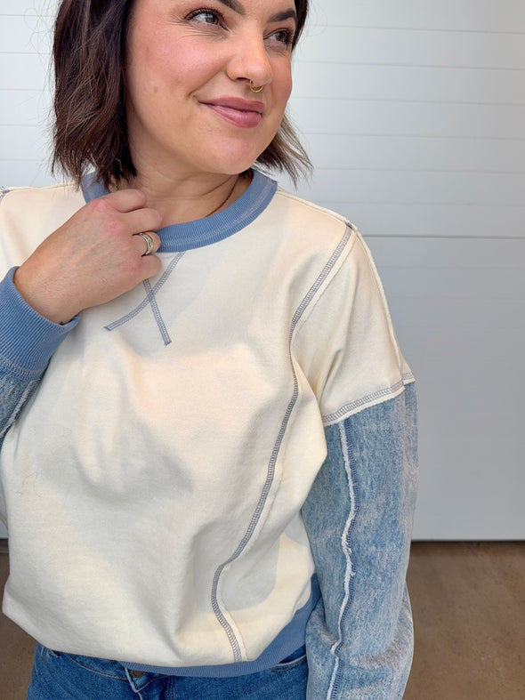 The Kennedy Denim Sleeve Pullover