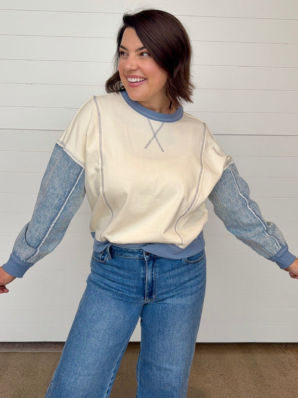The Kennedy Denim Sleeve Pullover