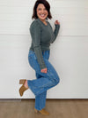 The Blakely Mid Rise Seamed Wide Leg Jeans