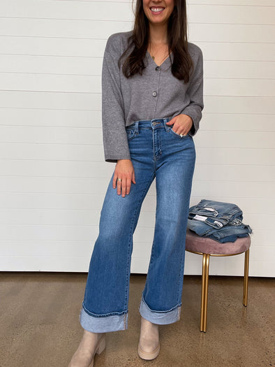 The Cara Cuffed Palazzo Jeans