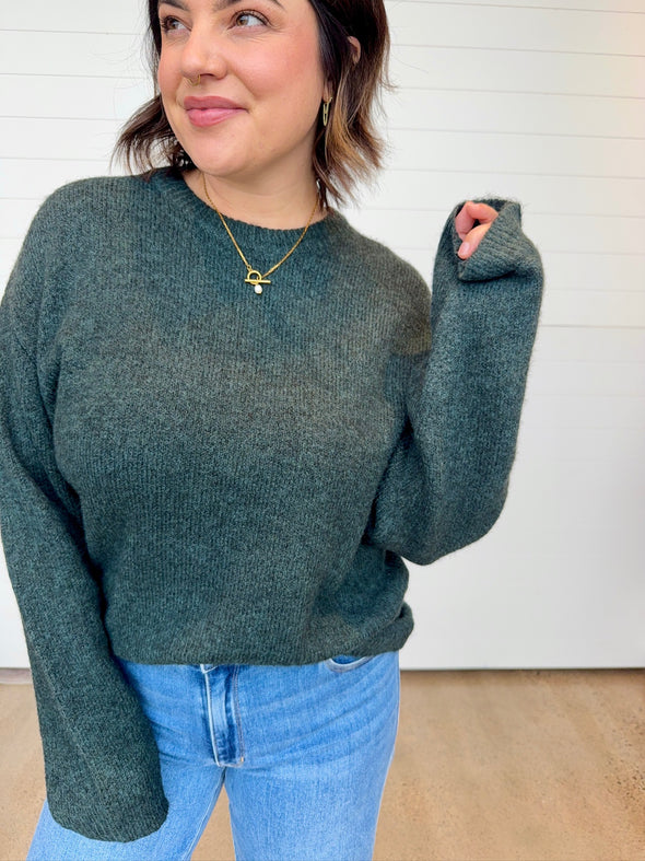 z supply snowed in sweater crewneck oversized garland green