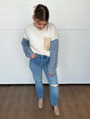 The Ashlyn Denim Sleeve Sweater