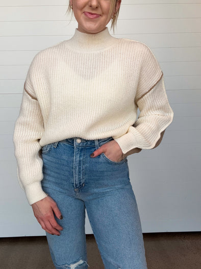 The Poppy Color Block Mock Neck Sweater