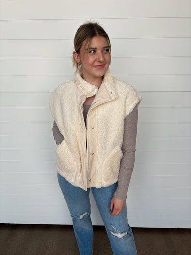 The Ella Teddy Button Down Vest