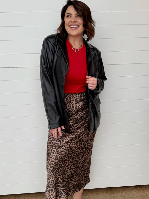 z supply izabel leopard slip midi skirt