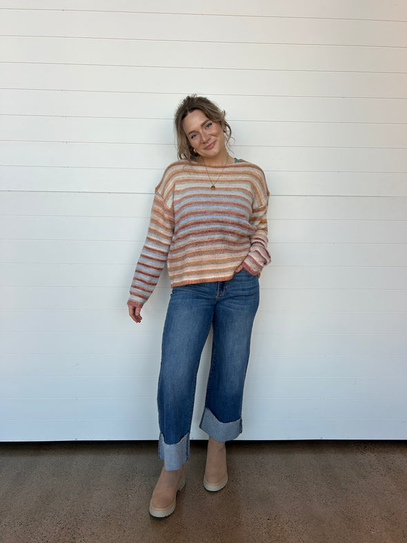 The Cecelia Scissor Cut Cuffed Wide Leg Jeans