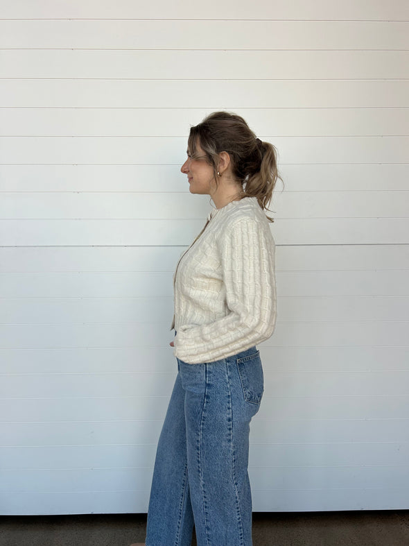 The Jules Checked Knit Button Up Sweater