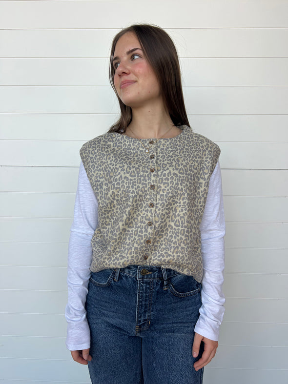 The Larissa Leopard Print Sweater Vest Top