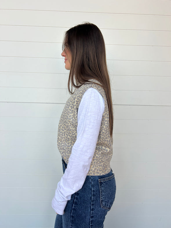 The Larissa Leopard Print Sweater Vest Top