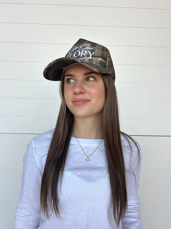 The 'Give God Glory' Camo Trucker Hat