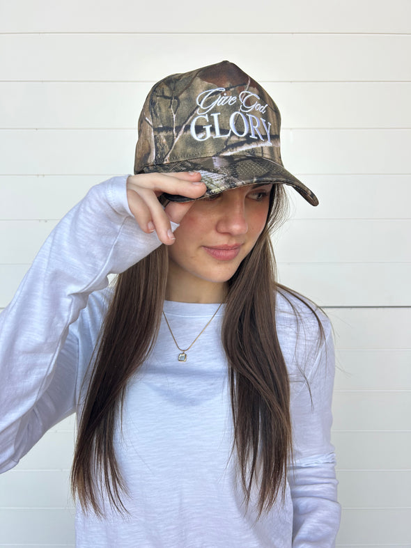 The 'Give God Glory' Camo Trucker Hat