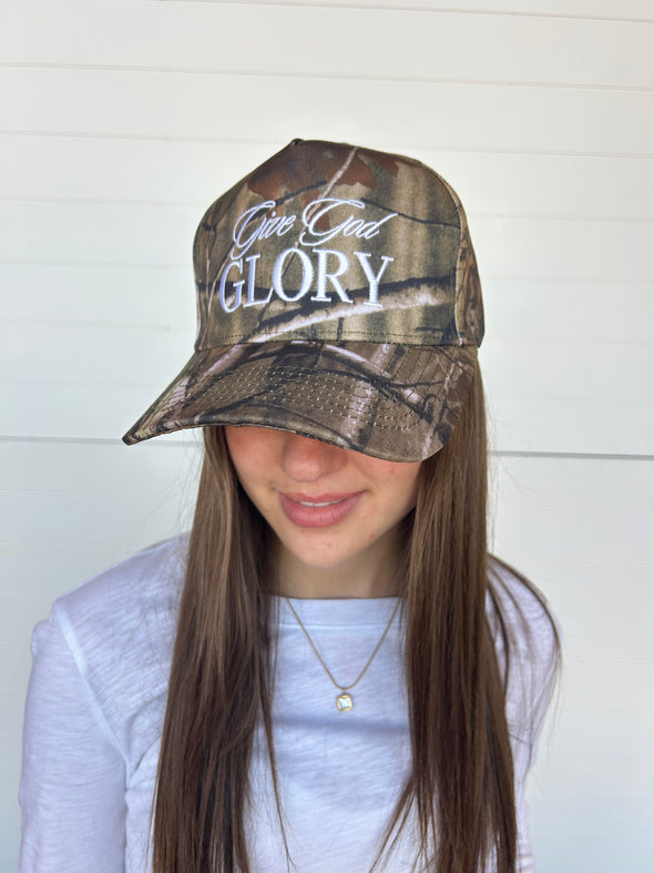 The 'Give God Glory' Camo Trucker Hat