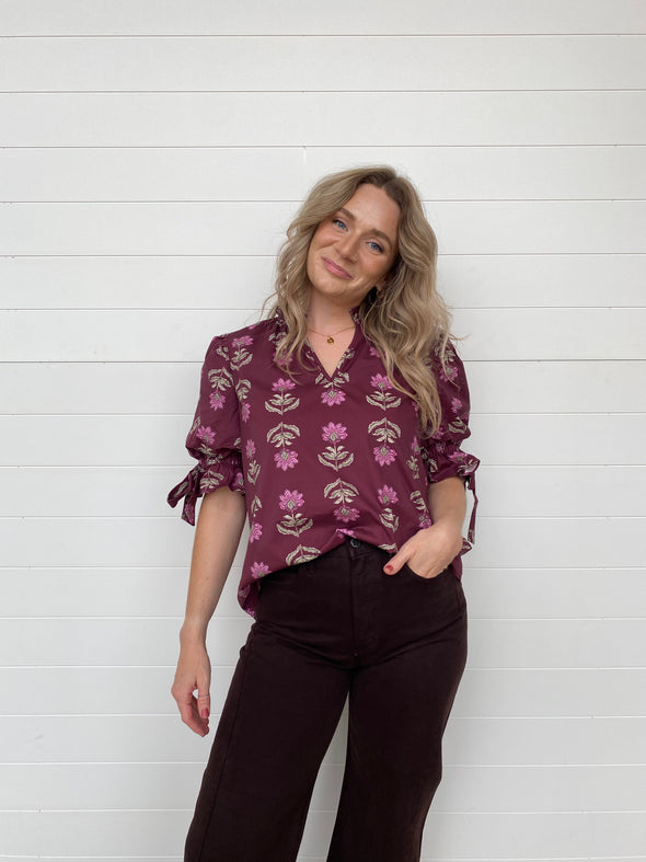 The Noreen Floral Print Bow Detail Blouse