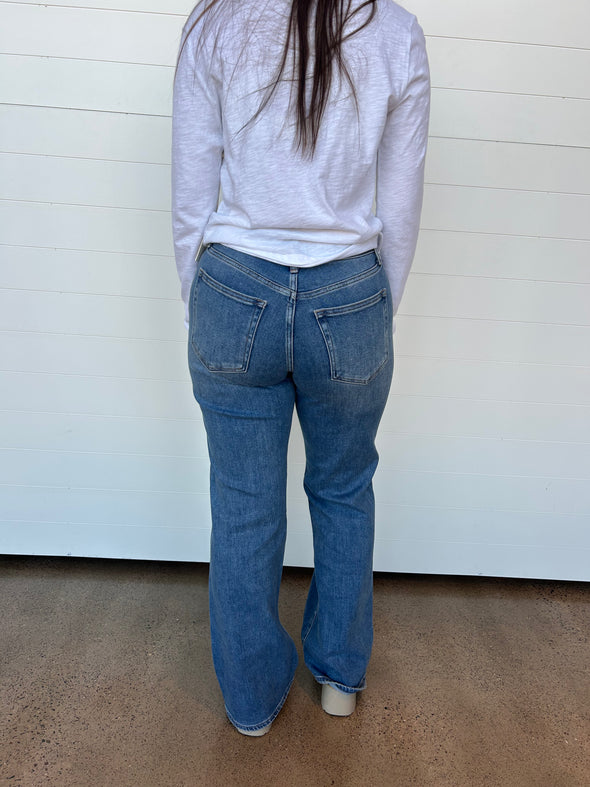 The Gracie High Rise Waistband Detail Wide Leg Jeans