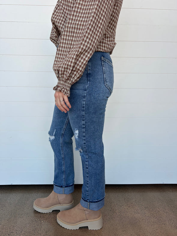 The Ellie Distressed Straight Leg Jeans