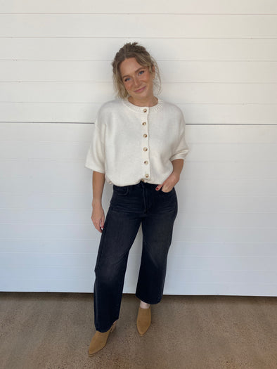 The Alyssa Half Sleeve Button Up Sweater