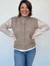 sweater vest zipper front light brown heathered sleeveless