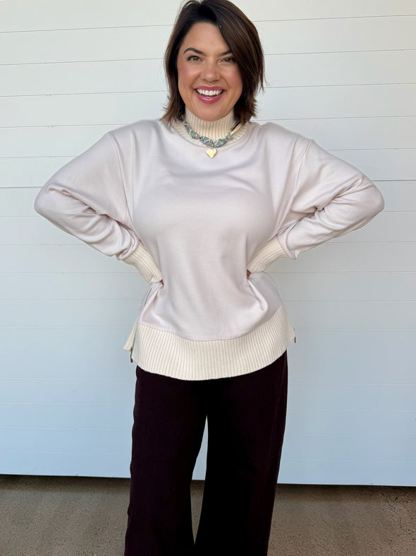 z supply sable turtleneck sweatshirt cream