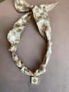 checkered flower charm scarf necklace
